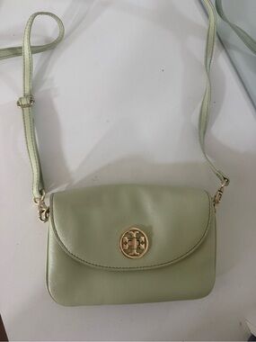 Tory Burch Light Green Crossbody with Gold Logo